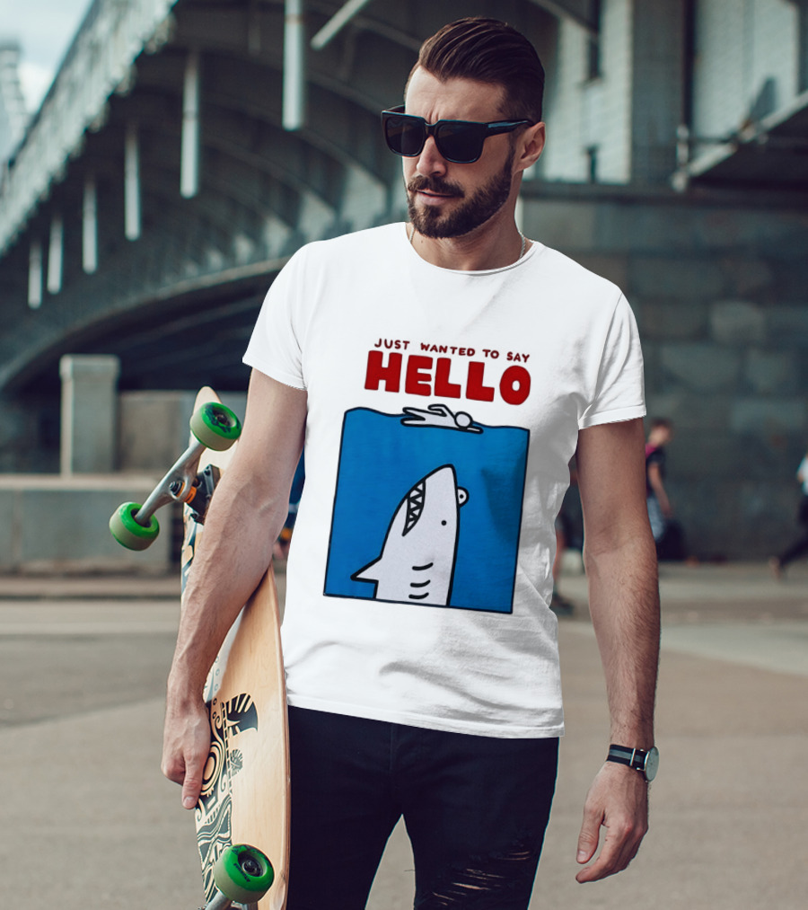 Just Wanted To Say Hello Jaws Shark Comic T-Shirt
