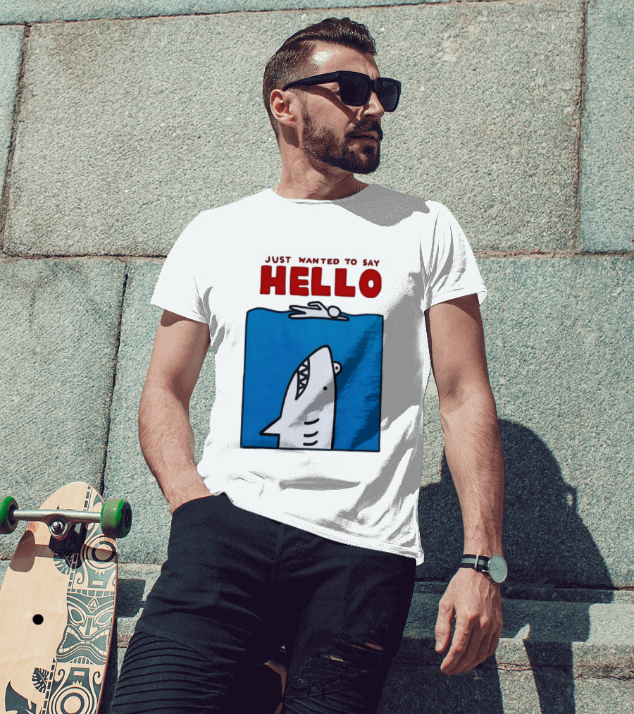 Just Wanted To Say Hello Jaws Shark Comic T-Shirt