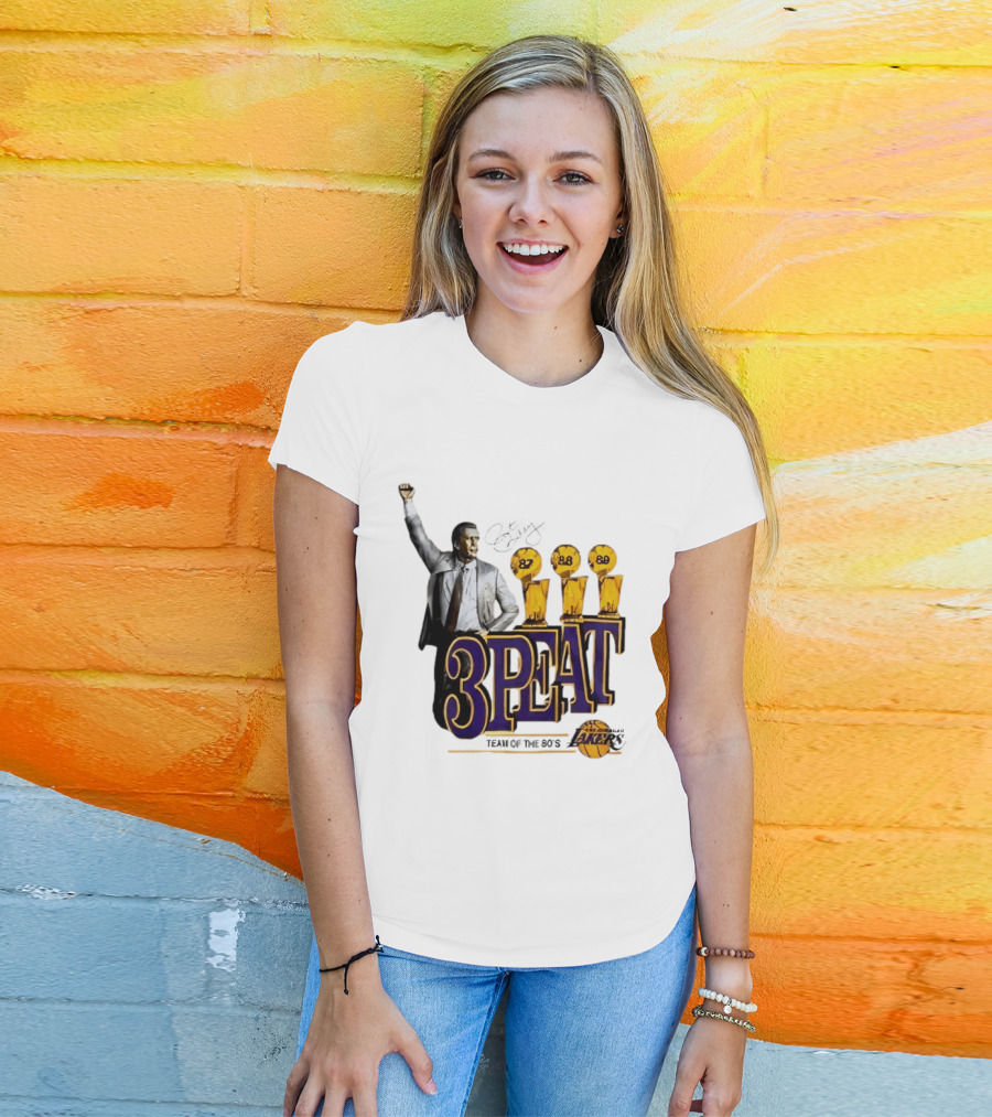 Los Angeles Lakers 3 Peat Team Of The 80s Pat Riley Champions 87 88 89 T-Shirt