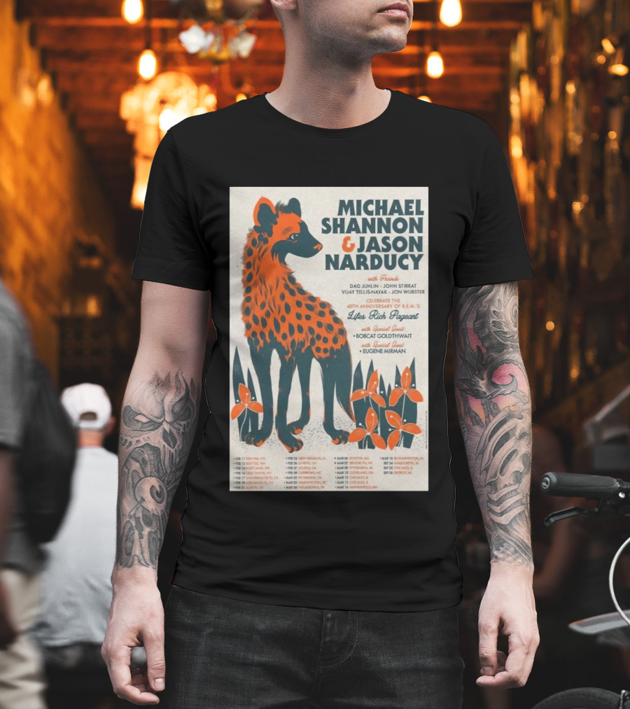 Michael Shannon Jason Narducy Friends Lifes Rich Pageant Tour 40th Anniversary Featuring Bobcat Goldthwait Eugene Mirman T-Shirt