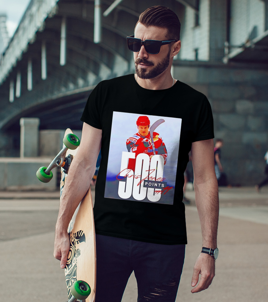 Chris Jones 500 Points Hockey Swindon Wildcats Number 47 T-Shirt