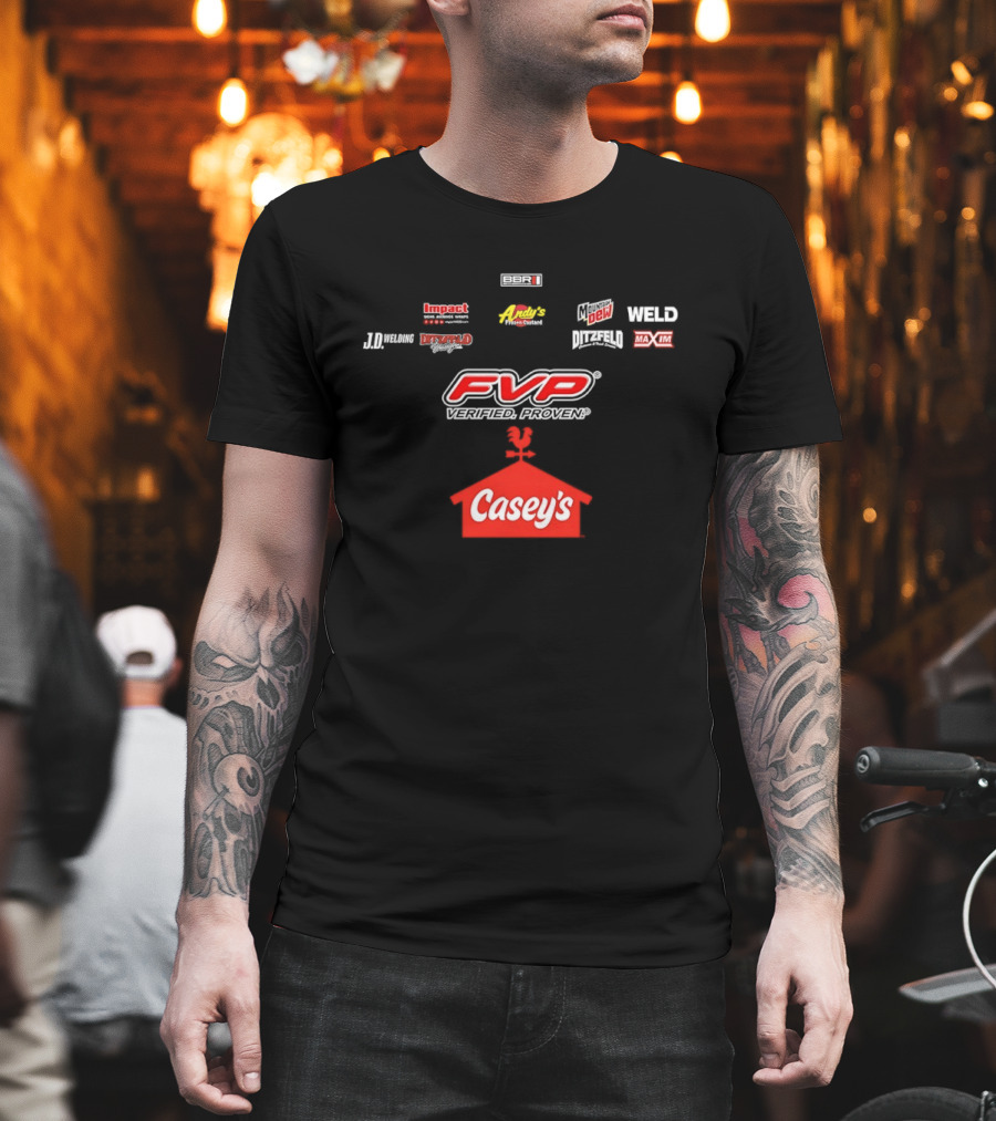 FVP Verified Proven Casey's Pizza Mountain Dew MAXIM Racing Impact Menard's World Racing Group T-Shirt