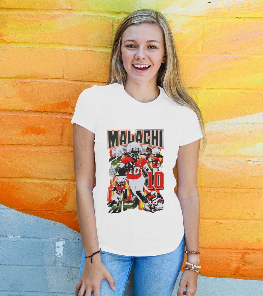 Malachi 10 Miami Hurricanes Football Player Action Collage T-Shirt