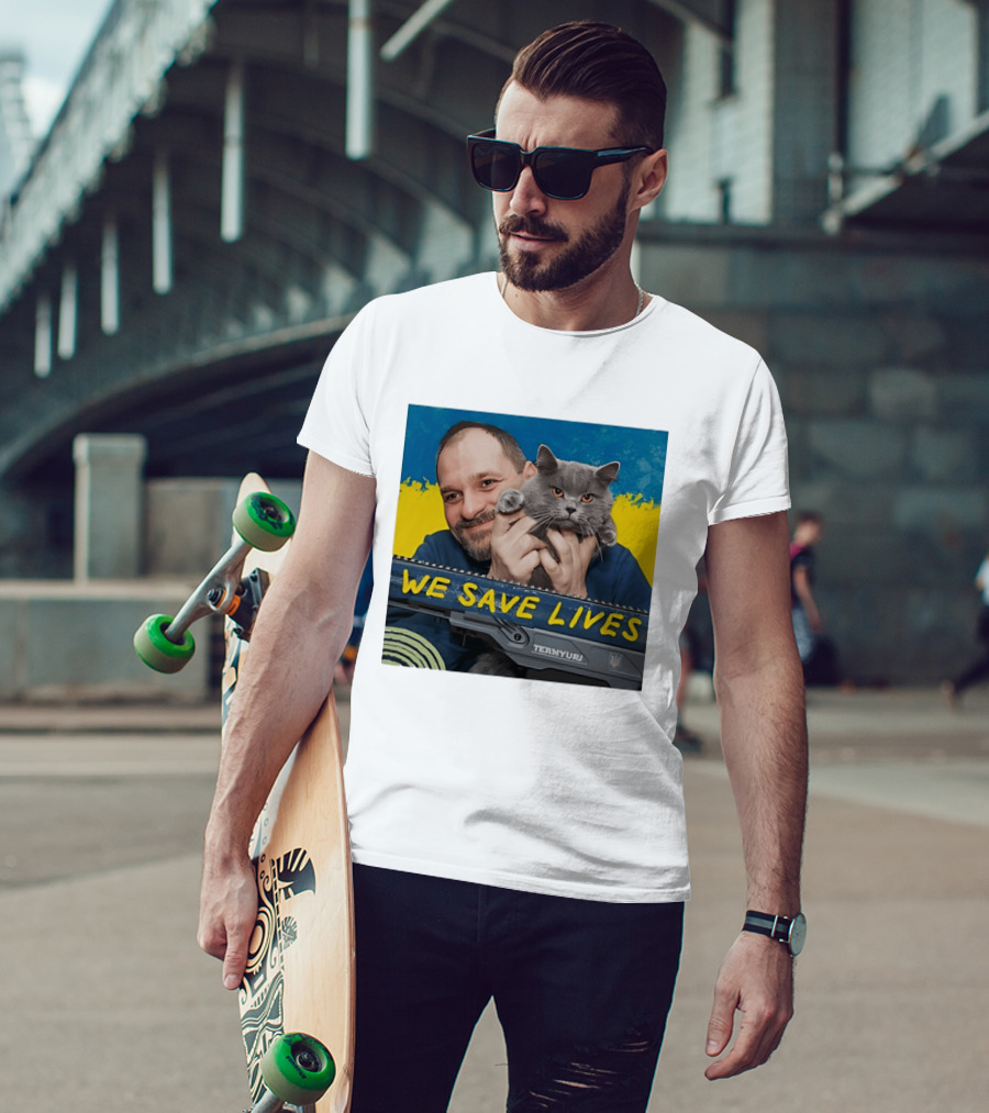 We Save Lives Ukraine Temnyuri Cat T-Shirt