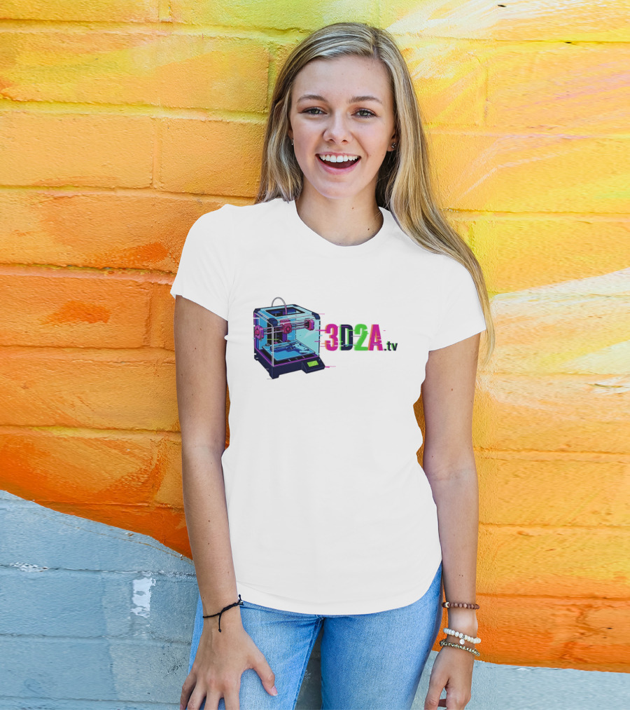 3DZA TV 3D Printer Neon Glitch Aesthetic T-Shirt