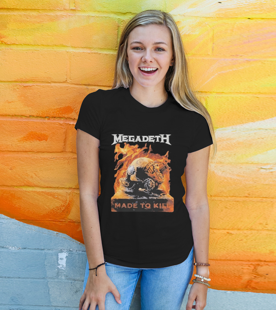 Megadeth Canada 2026 Tour Made To Kill Flaming Skull Explosion T-Shirt