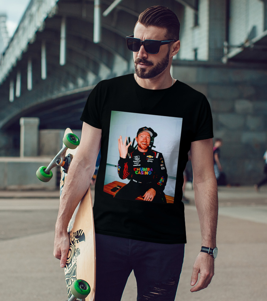 Tyler Reddick Three Peat Chumba Casino Racing Suit And Cigar Celebration T-Shirt