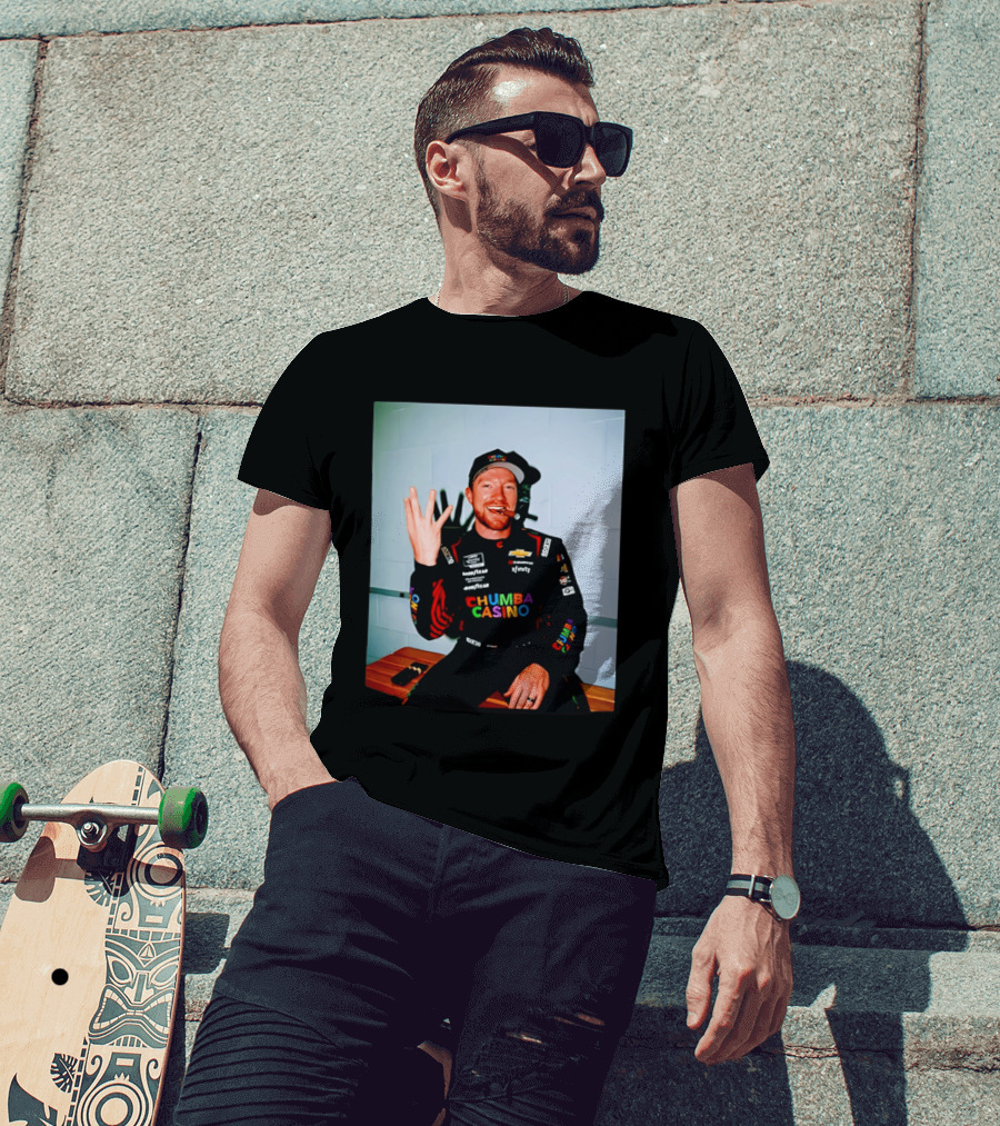 Tyler Reddick Three Peat Chumba Casino Racing Suit And Cigar Celebration T-Shirt