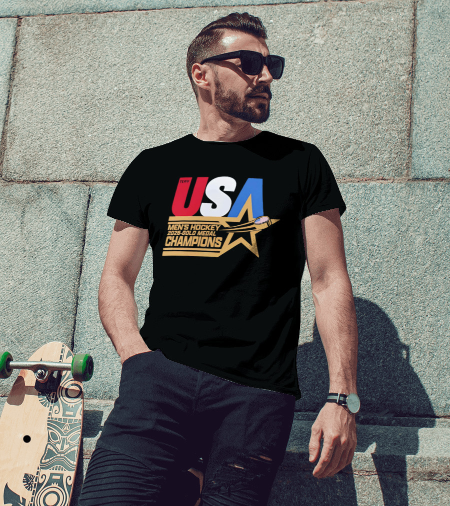 USA Men's Hockey 2026 Gold Medal Champions Star T-Shirt