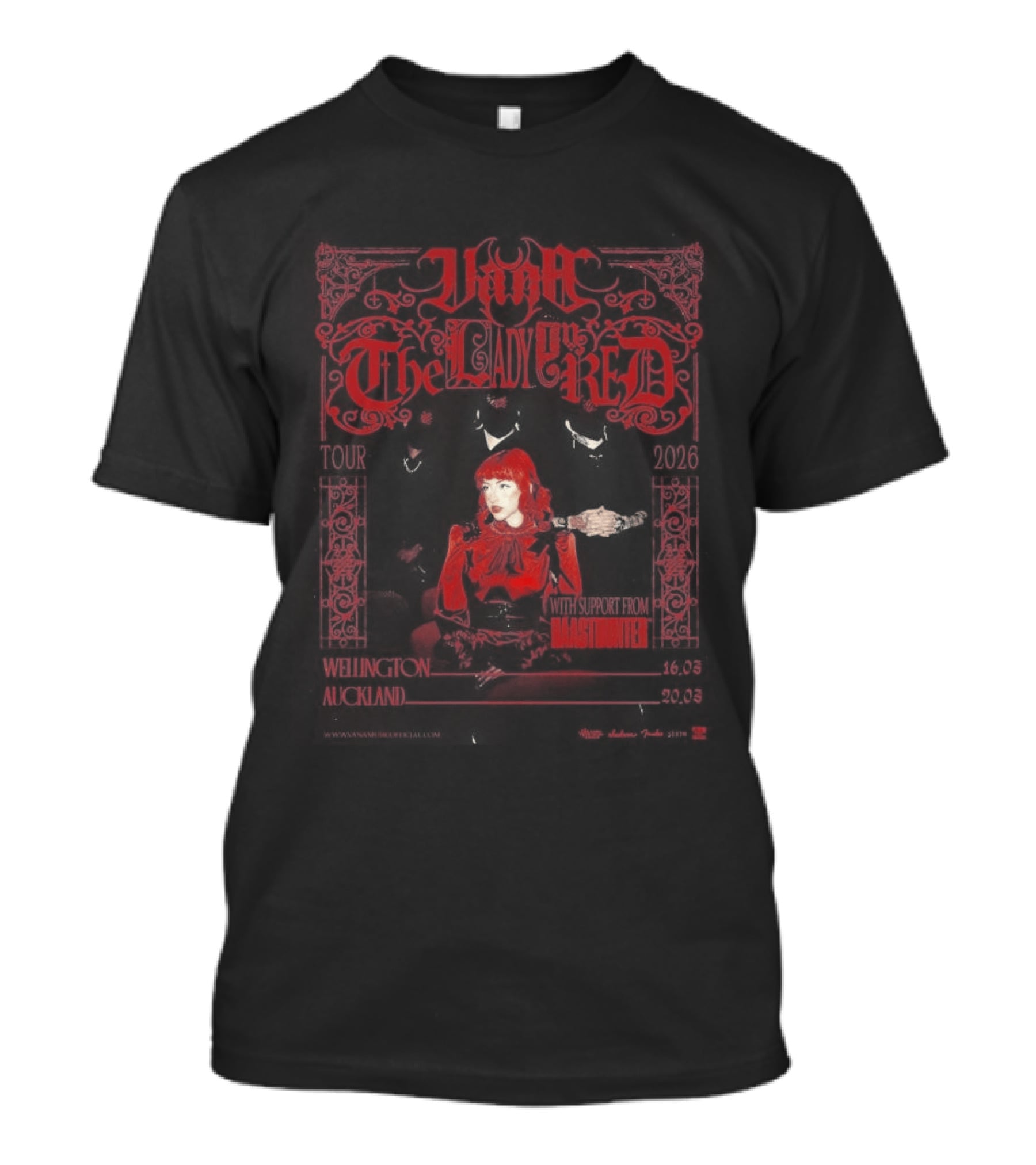 Vana The Lady In Red Tour 2026 New Zealand Wellington Auckland March 16 20 T-Shirt