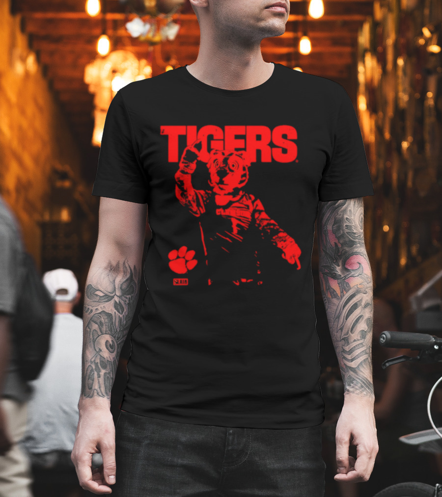 Clemson Tigers Mascot Slam Paw Print T-Shirt