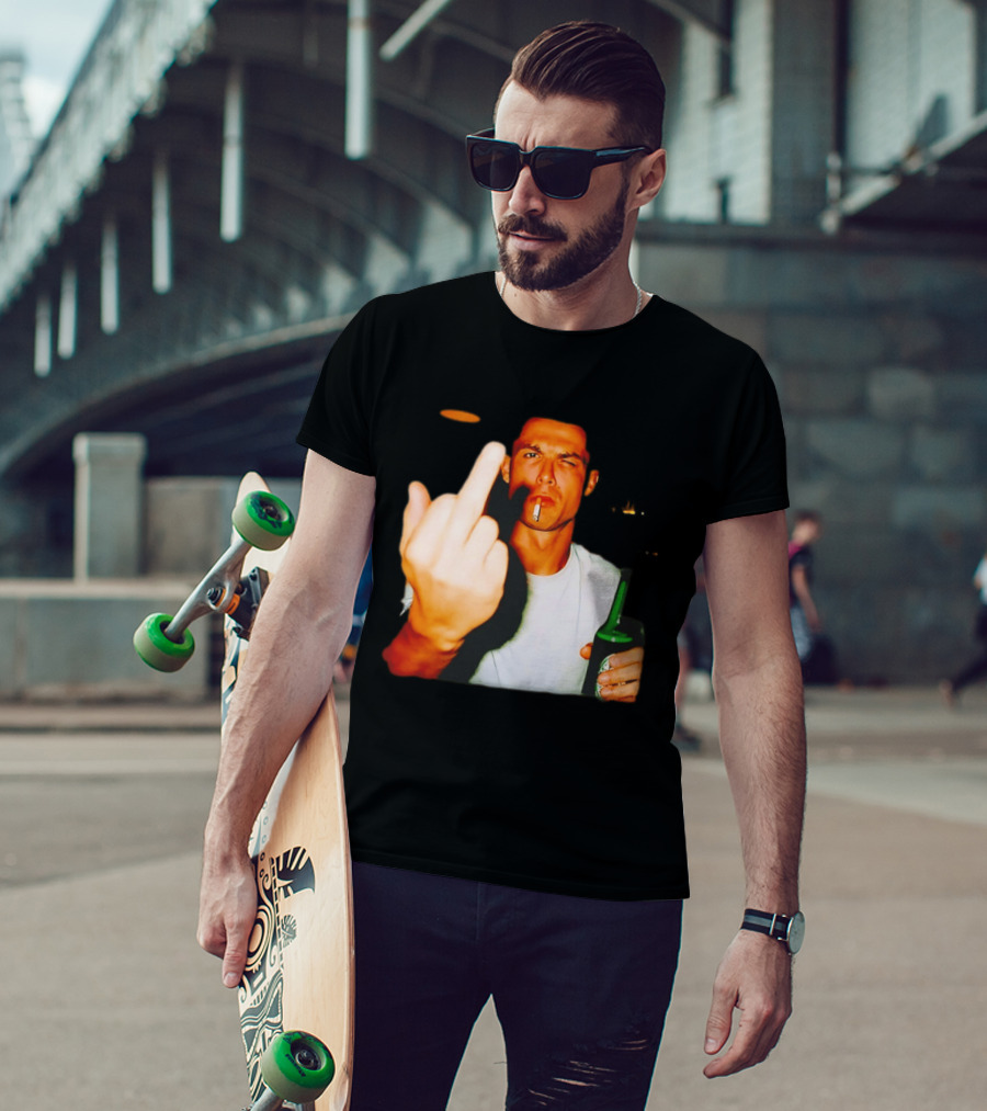 Cristiano Ronaldo Middle Finger Smoking Drinking After Hours T-Shirt