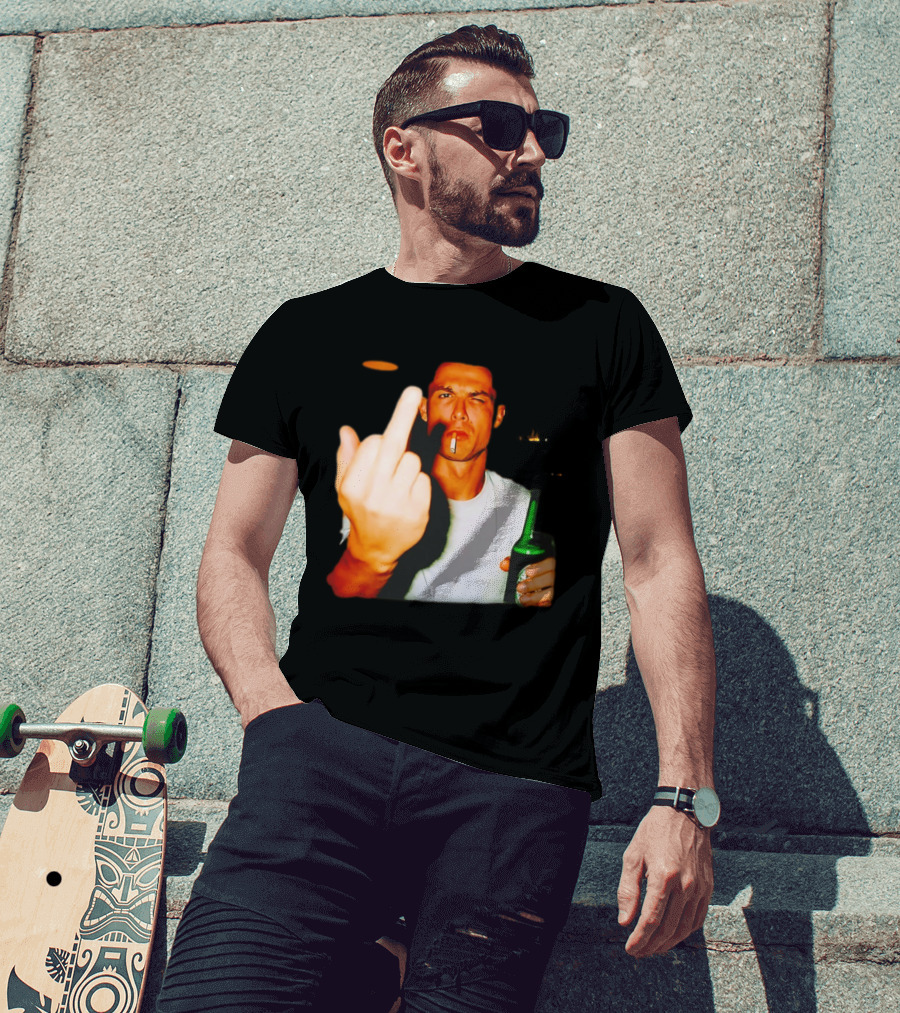 Cristiano Ronaldo Middle Finger Smoking Drinking After Hours T-Shirt
