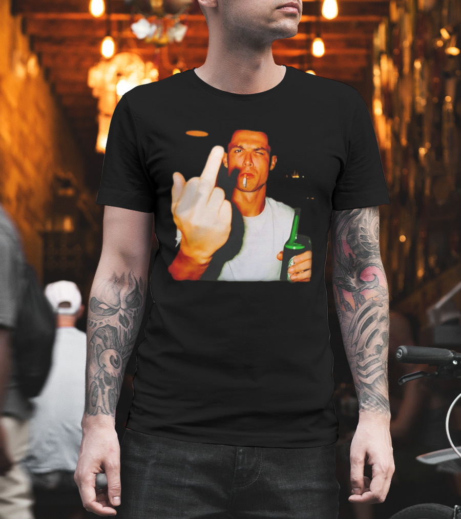 Cristiano Ronaldo Middle Finger Smoking Drinking After Hours T-Shirt