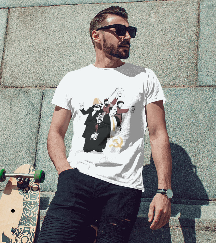 Drunk Karl Marx Vladimir Lenin Joseph Stalin Mao Zedong Fidel Castro Party Communist Humor Lamp Hat T-Shirt