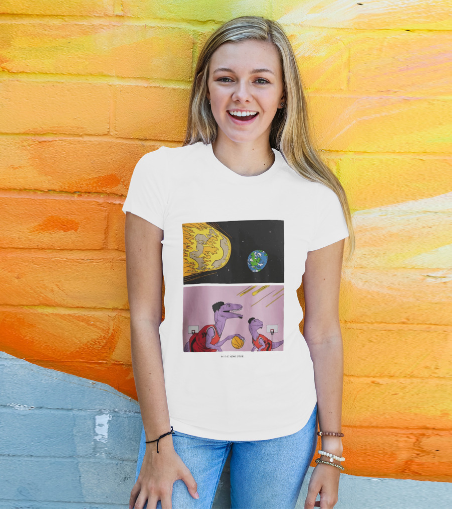 LeBron James Raptors Dinosaurs Meteor Basketball 2018 T-Shirt