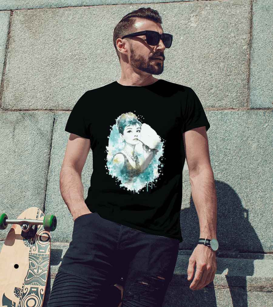 Mrs. Hepburn Watercolour Painting Aesthetic T-Shirt