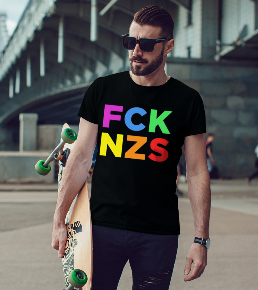 FCK NZS Rainbow Bold Block Letters T-Shirt