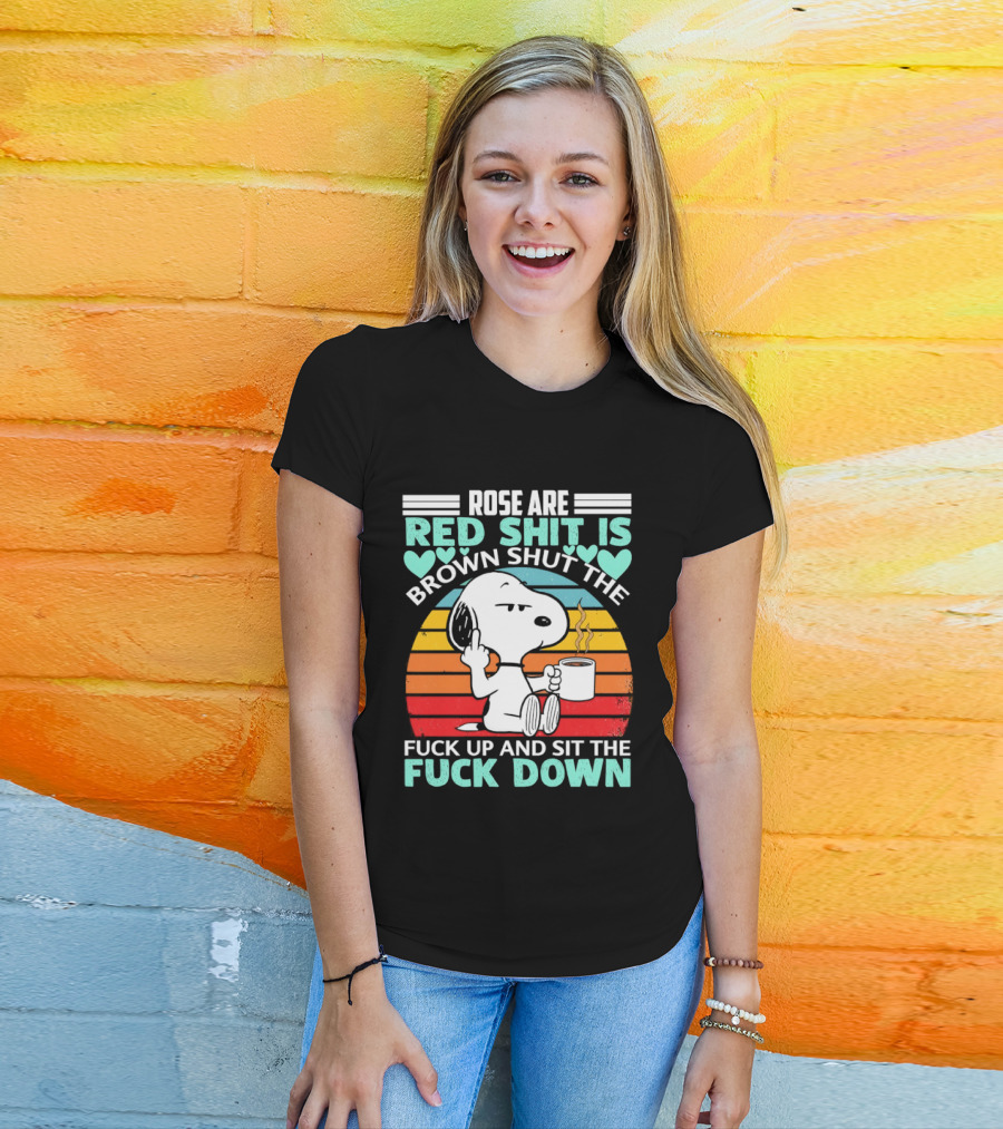 Snoopy Rose Are Red Sit Down T-Shirt
