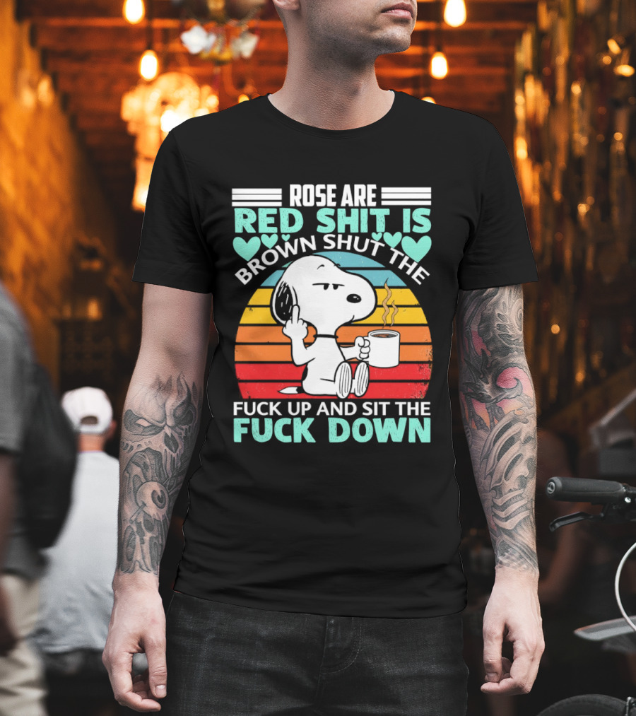 Snoopy Rose Are Red Sit Down T-Shirt