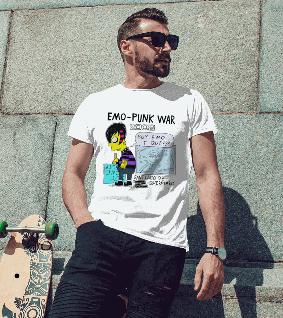 Emo Punk War 2008 Soy Emo Y Que Santiago De Queretaro Map Cartoon T-Shirt