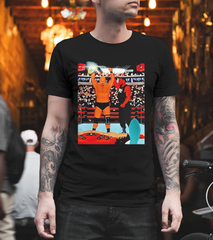 Stone Cold Steve Austin Championship Victory WWF Wrestling Arena Celebration T-Shirt