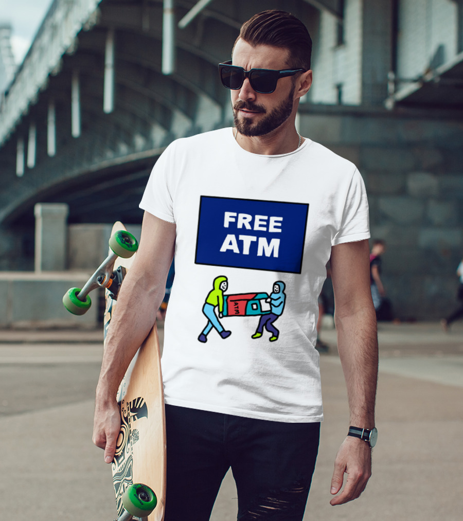 Free ATM Funny Cartoon Drawing T-Shirt