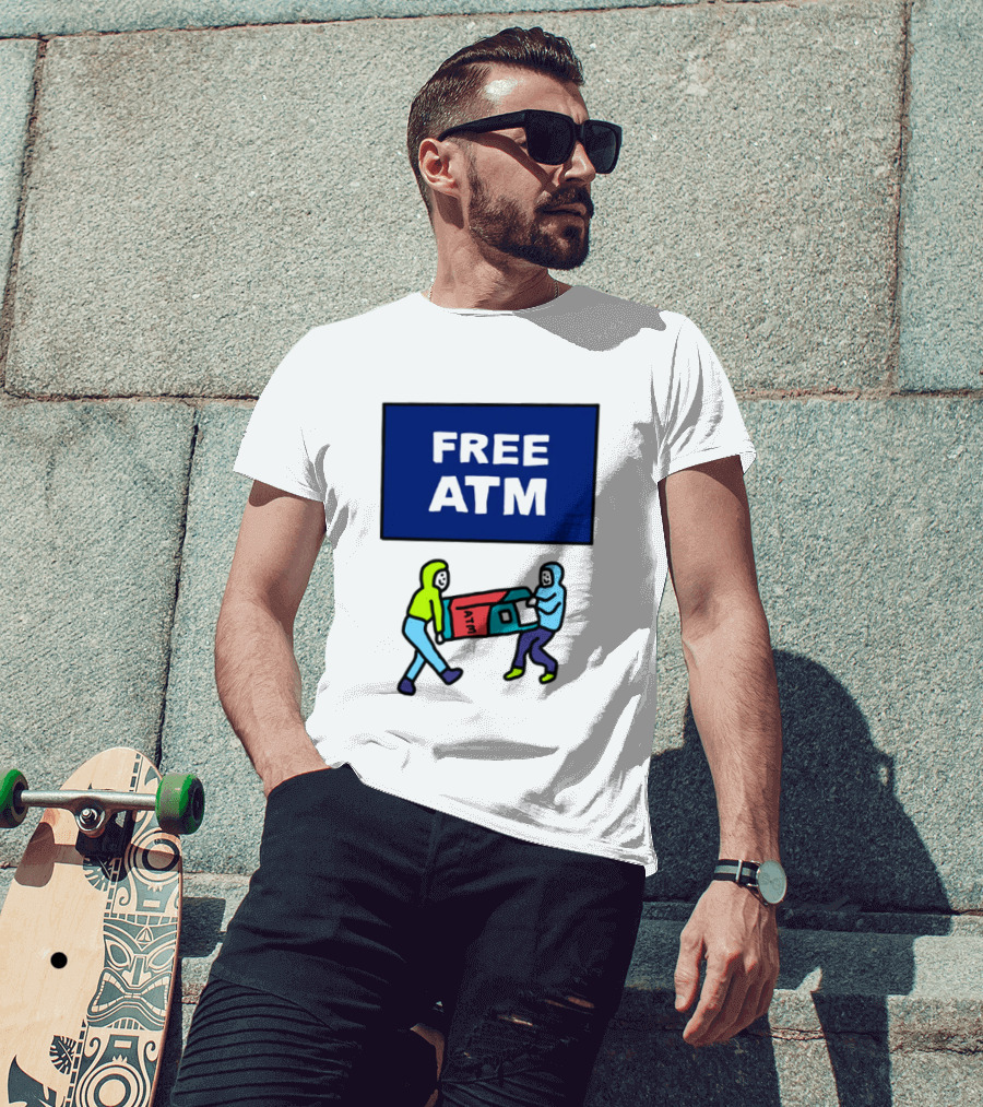 Free ATM Funny Cartoon Drawing T-Shirt