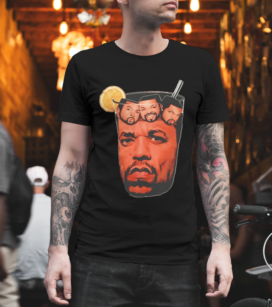 Ice and Ice Cube Faces in Glass with Lemon and Straw T-Shirt