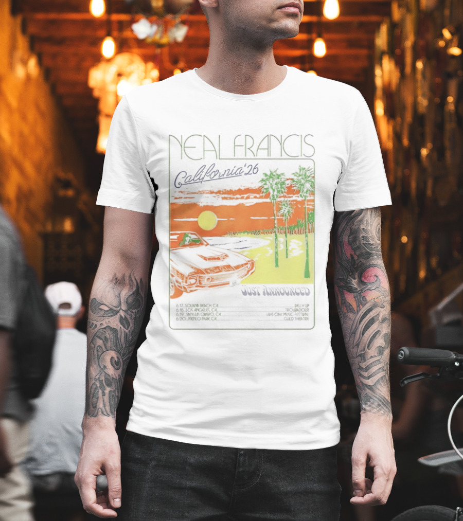 Neal Francis California Tour 2026 Sunset Palm Trees T-Shirt