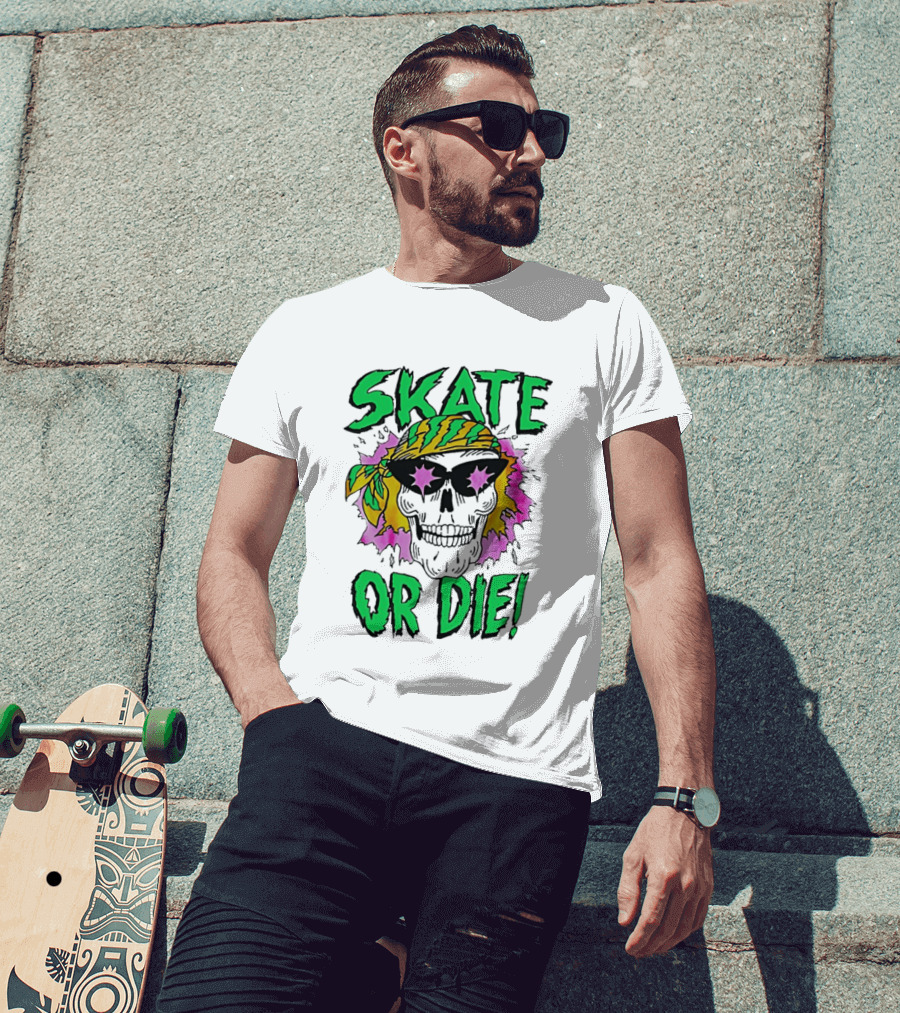 Stranger Things Season 4 Skate Or Die Skull Bandana Sunglasses T-Shirt