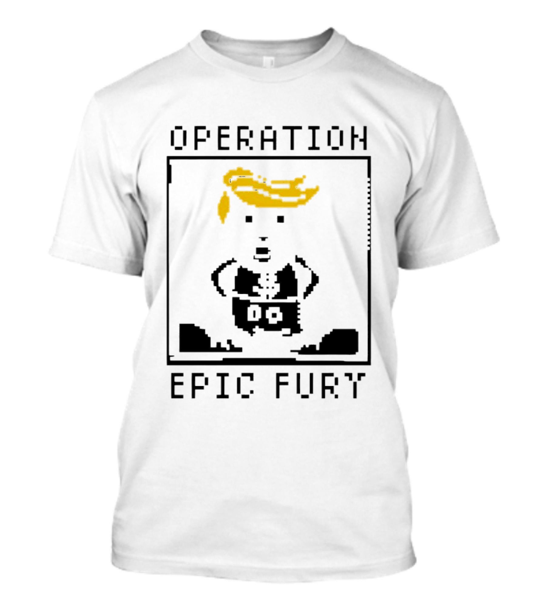 Operation Epic Fury Trump Cartoon Blocky Style Yellow Hair T-Shirt
