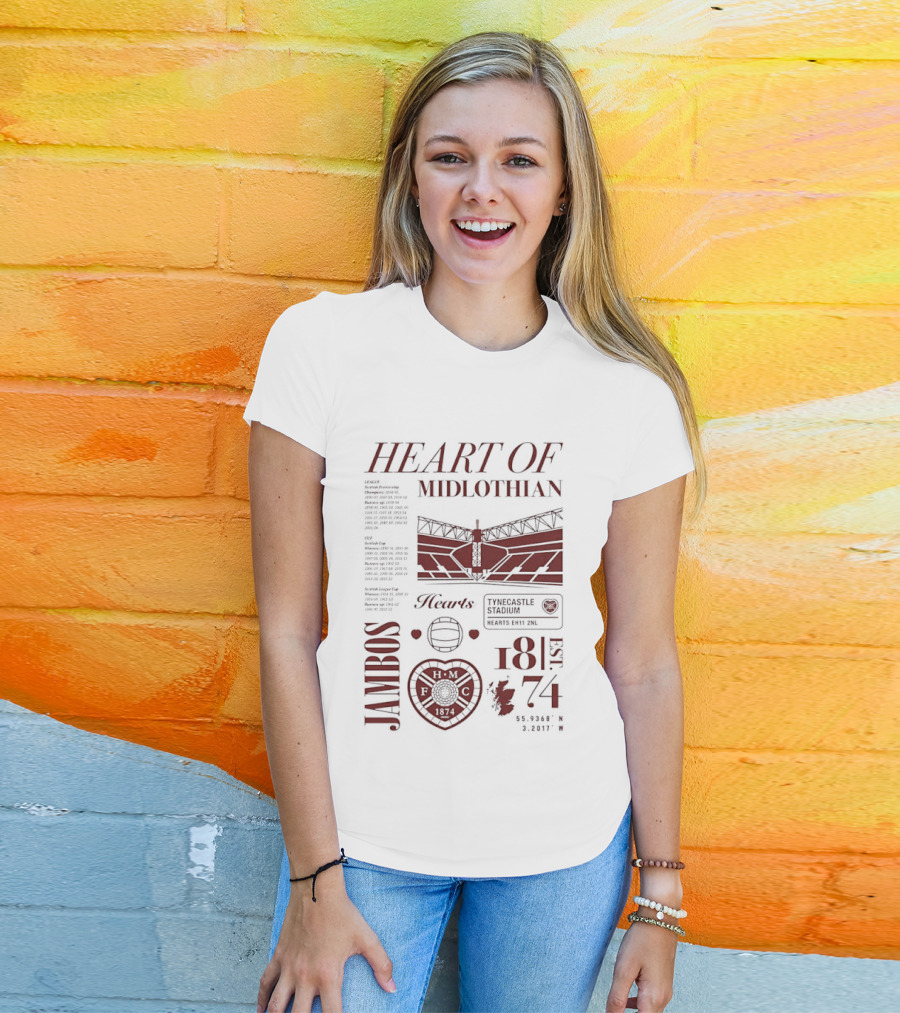 Heart Of Midlothian Jambos Est 1874 Scottish Football Club T-Shirt