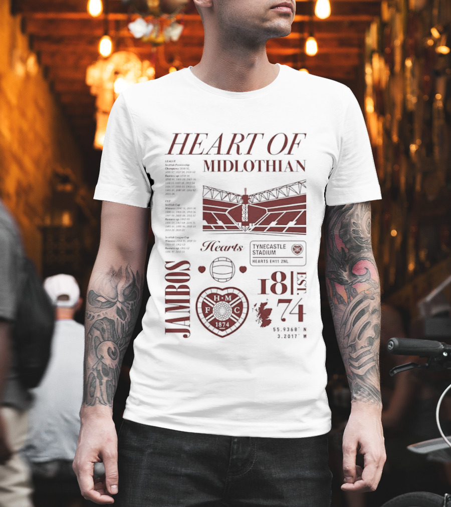 Heart Of Midlothian Jambos Est 1874 Scottish Football Club T-Shirt