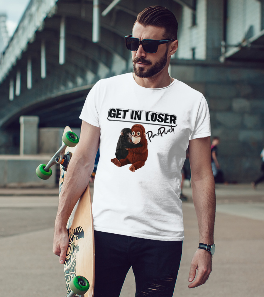 Punch Monkey Get In Loser Funny PopPiPi T-Shirt
