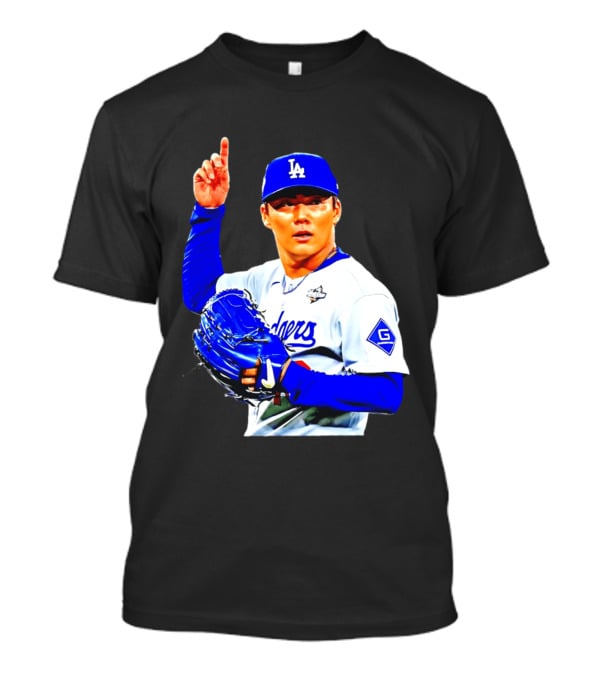 Yoshinobu Yamamoto '26 Los Angeles Dodgers Player Blue Glove T-Shirt
