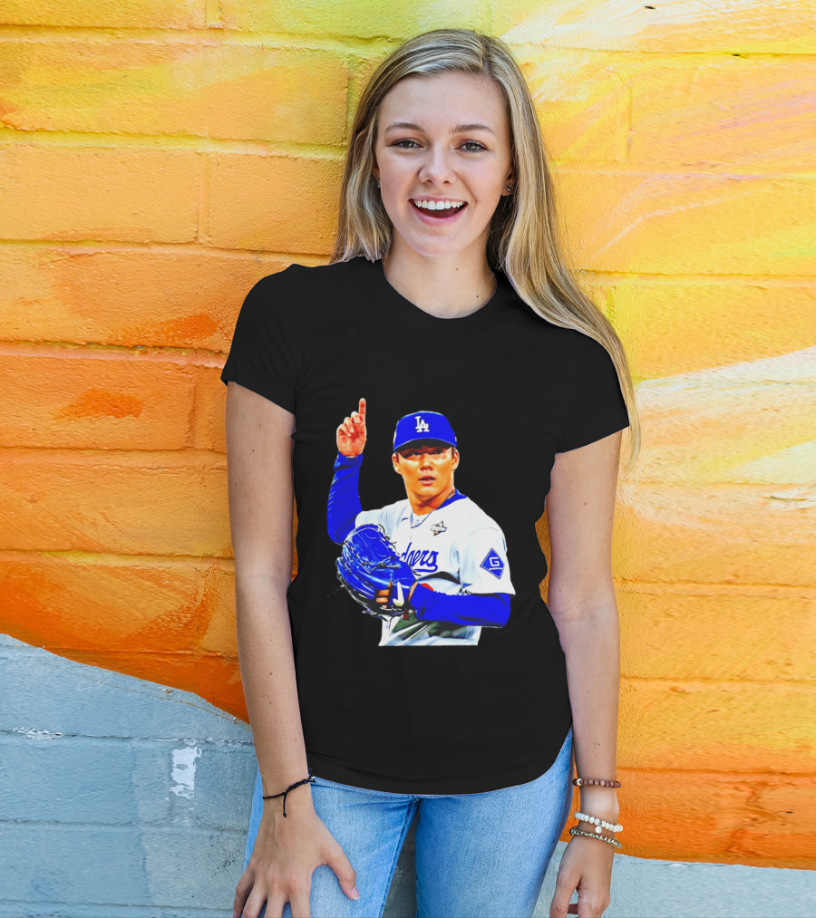 Yoshinobu Yamamoto '26 Los Angeles Dodgers Player Blue Glove T-Shirt