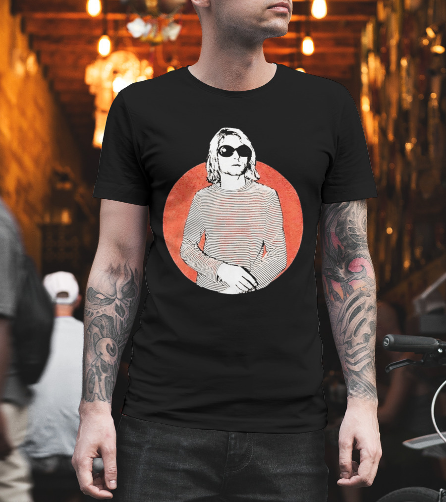 Kurt Cobain Striped Long Sleeve With Sunglasses T-Shirt