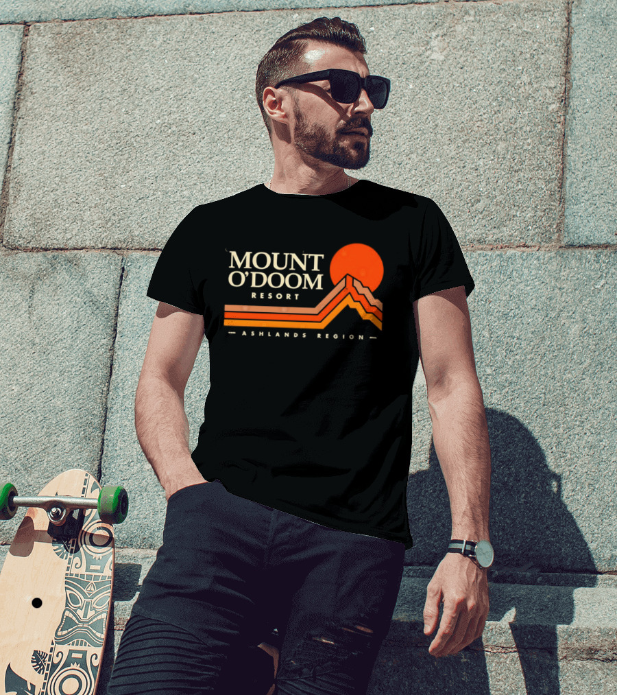 Mount O'Doom Resort Ashlands Region Sunset Retro Mountain T-Shirt