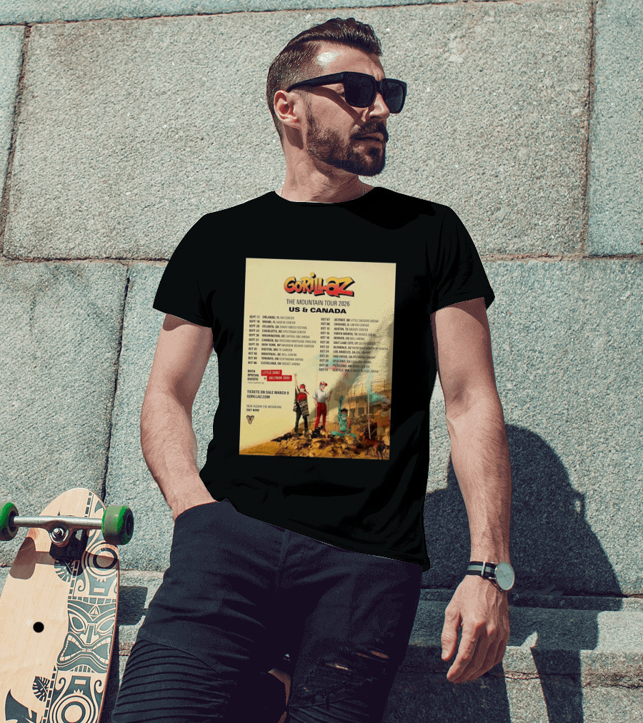 Gorillaz The Mountain Tour 2026 US Canada Dates Little Simz Deltron 3030 T-Shirt