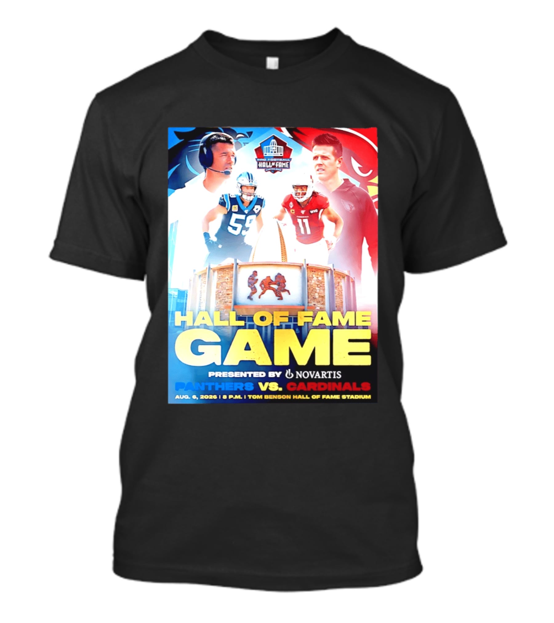 Hall Of Fame Game August 6 2026 Panthers Vs Cardinals Tom Benson Hall Of Fame Stadium T-Shirt