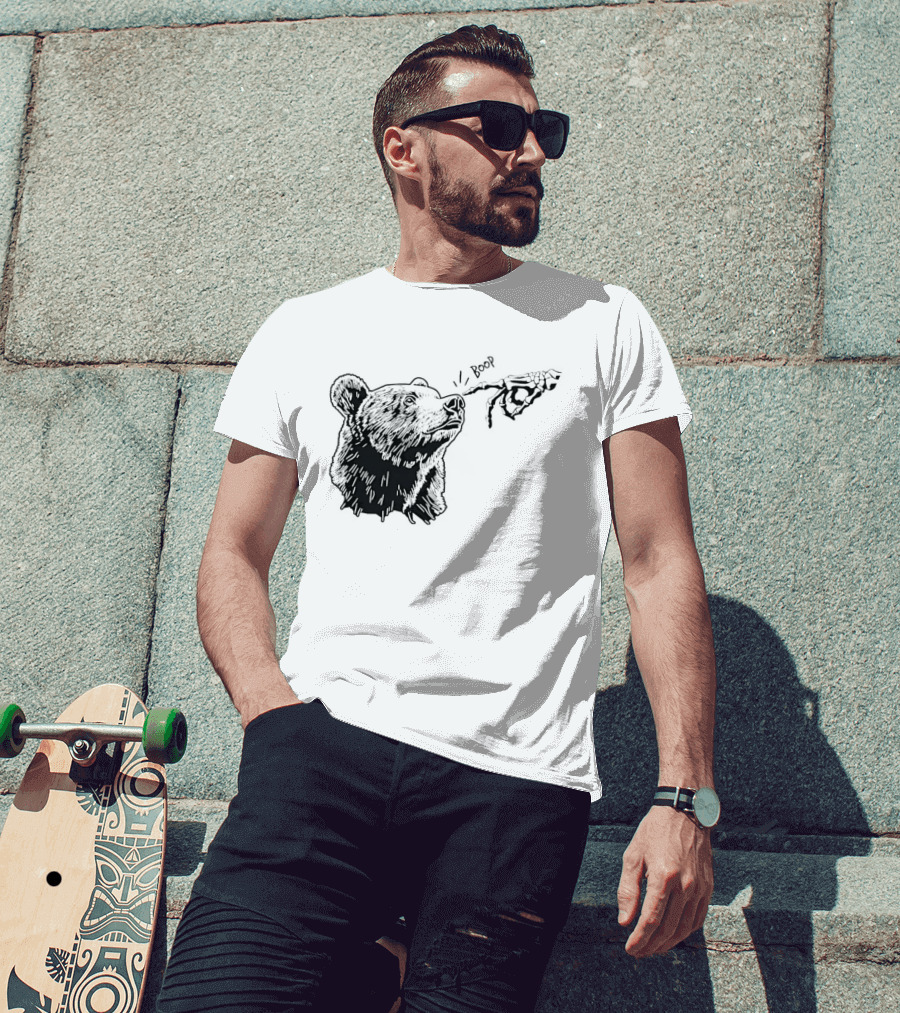 Boop The Bear Meme Black Grizzly Carrot Sketch T-Shirt