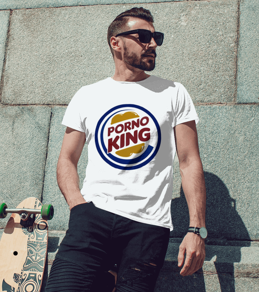 Porno King Burger King Logo Parody Humorous T-Shirt
