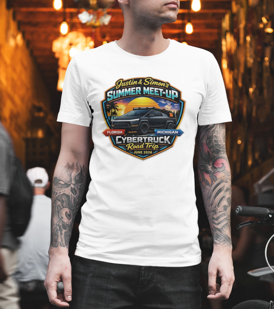 Justin and Simon's Summer Meet Up Cybertruck Road Trip Florida Michigan June 2026 T-Shirt