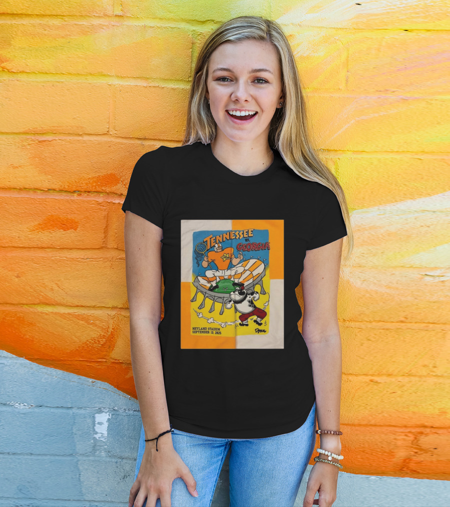 Tennessee Vs Georgia Neyland Stadium September 13 2025 Cartoon Bulldogs Volunteers T-Shirt
