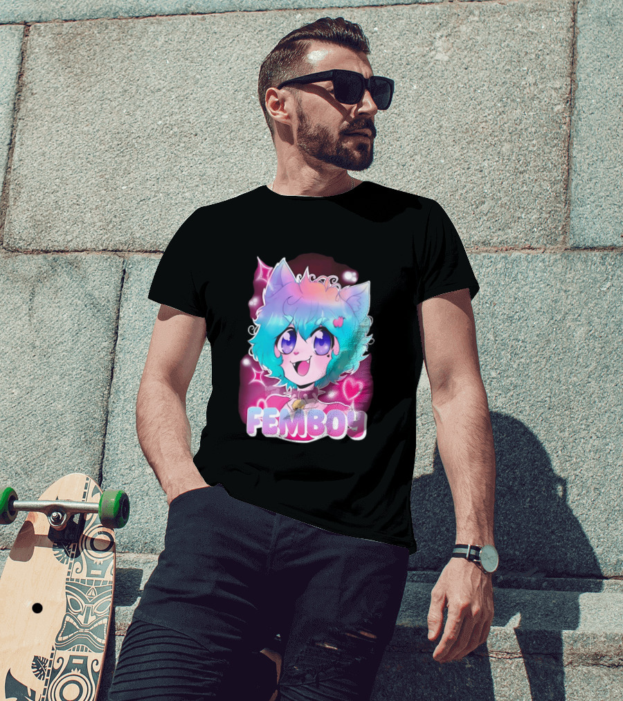 Femboy Anime Pastel Cat Ears Kawaii Aesthetic Cute T-Shirt