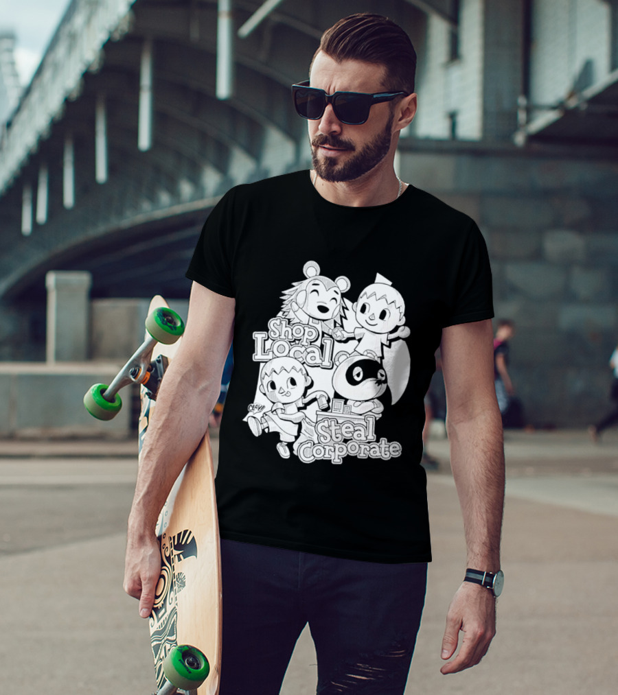 Shop Local Steal Corporate Clay Cartoon Characters T-Shirt