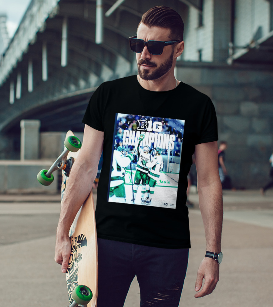 B1G Champions Michigan State Spartans Ice Hockey 2026 B1G Men's Hockey Regular Season Champs Back To Back T-Shirt