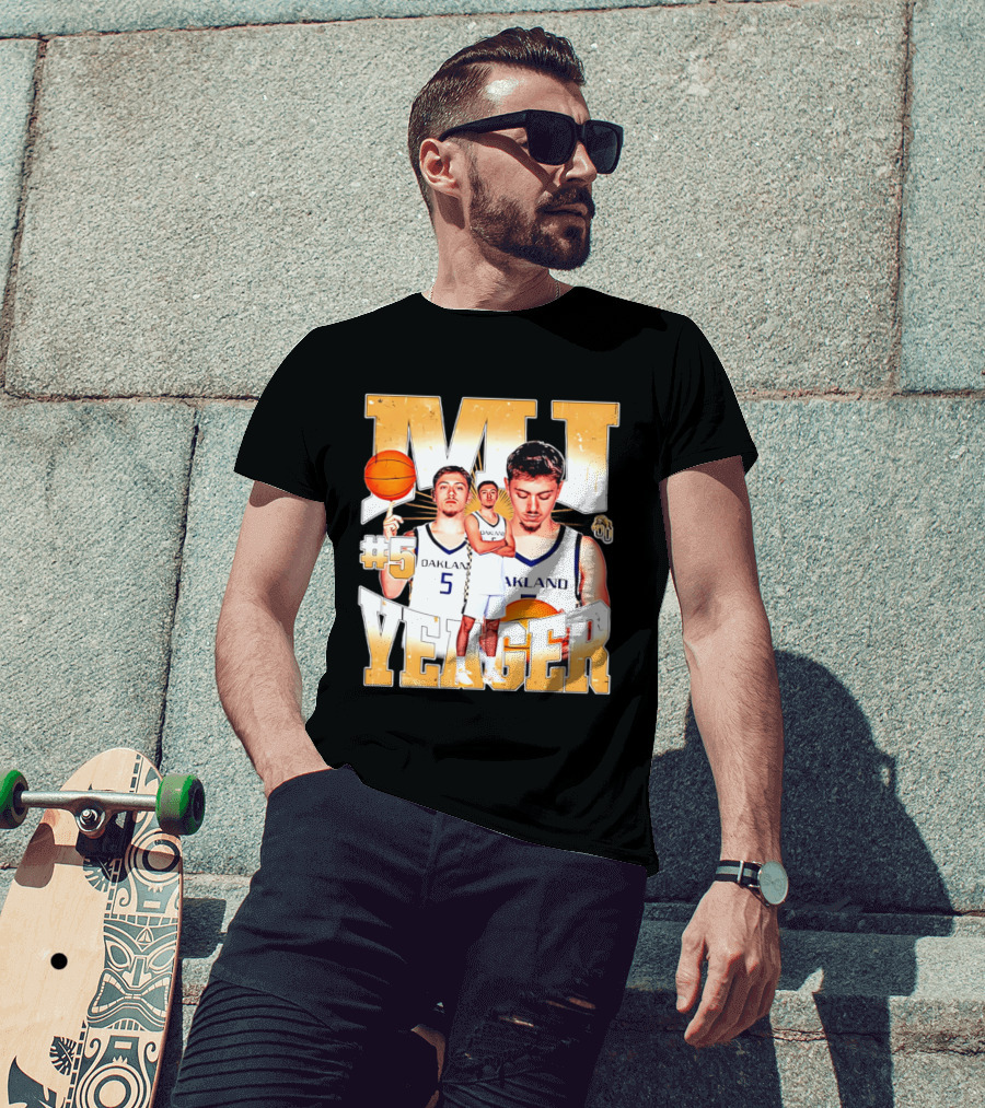 MJ Yeager Oakland Basketball #5 NCAA Player Collage T-Shirt