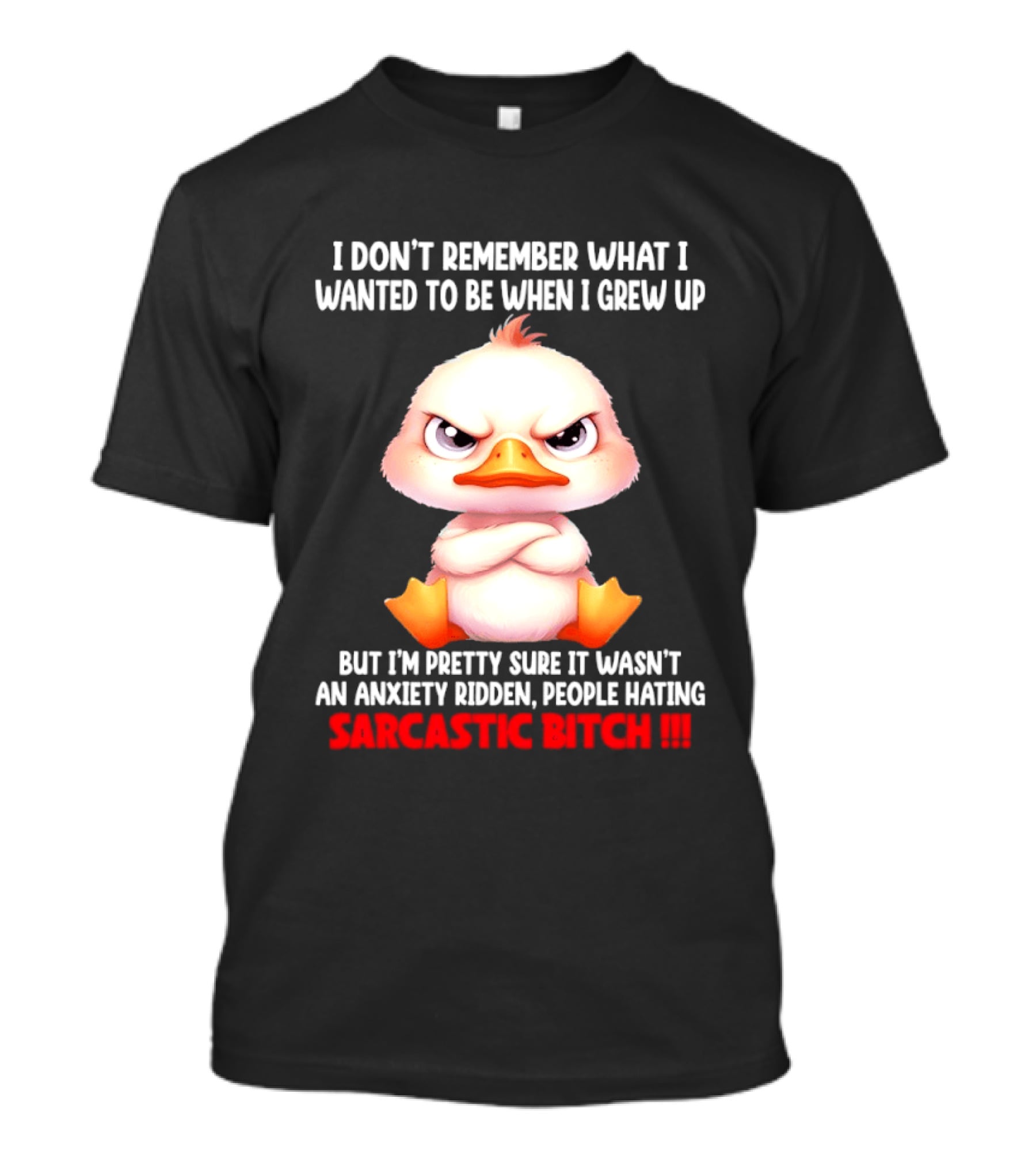Grumpy Duck I Don't Remember What I Wanted To Be When I Grew Up Anxiety Ridden People Hating Sarcastic T-Shirt